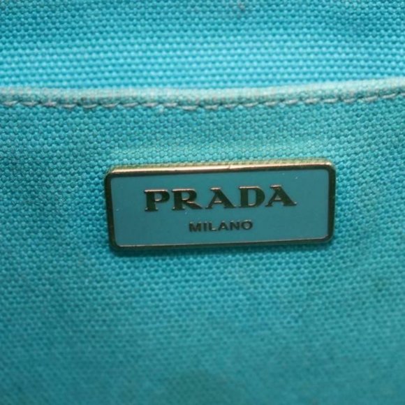 Prada Aqua Black Canapa Style 2-Way Satchel Cross Body Shoulder Bag - Picture 7 of 8